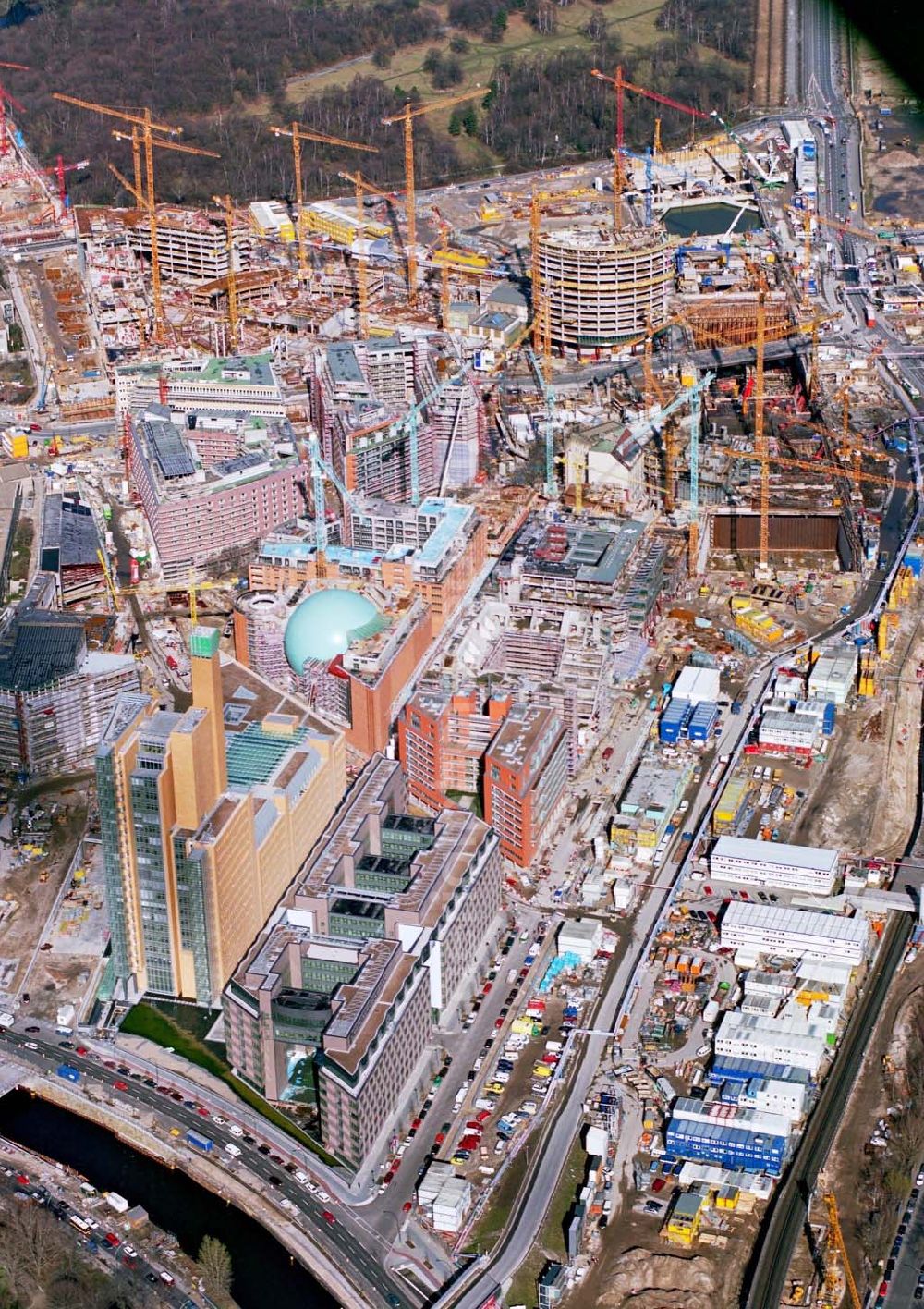 Aerial photograph Berlin - Tiergarten - Baustellen am Potsdamer Platz