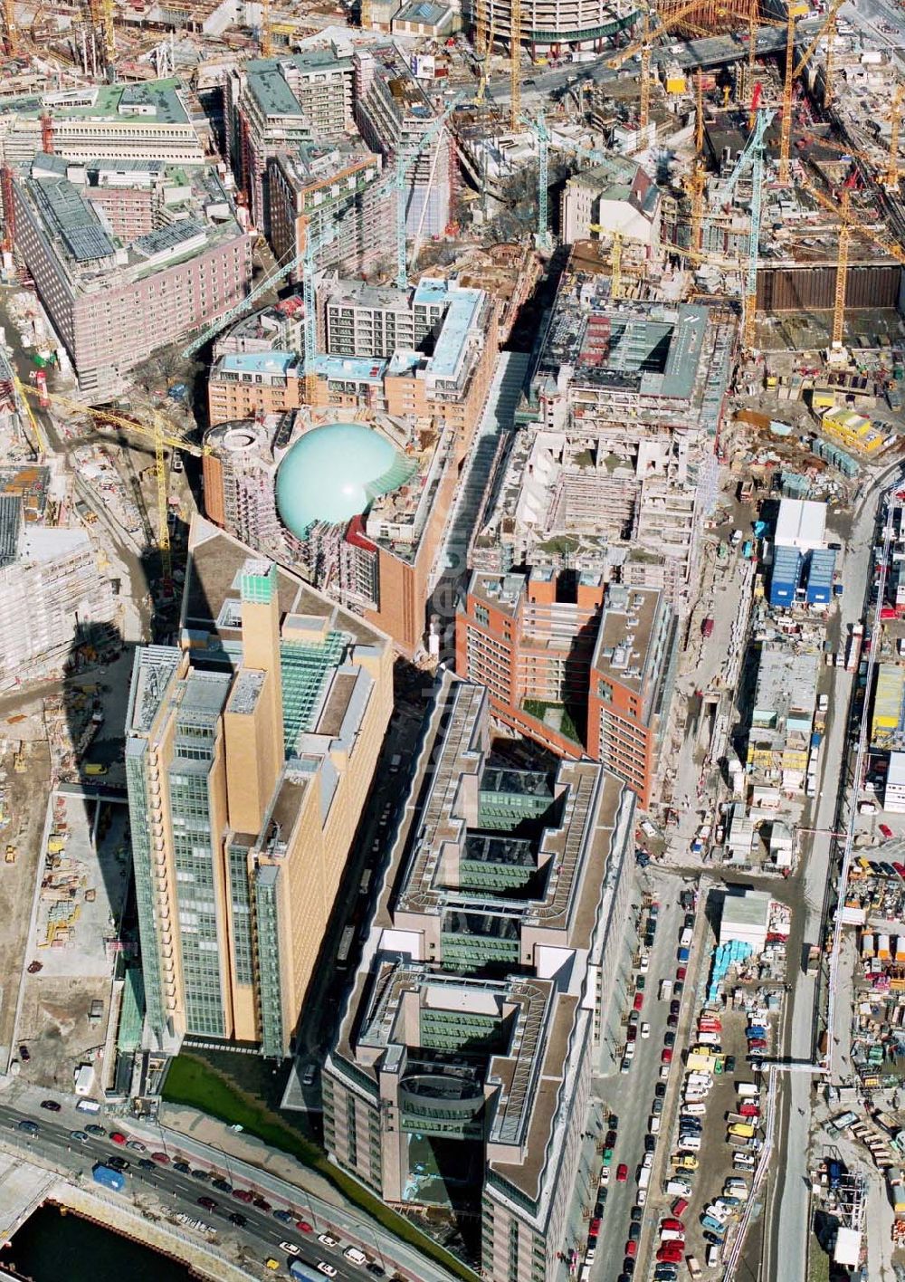 Aerial image Berlin-Tiergarten - Baustellen am Potsdamer Platz.