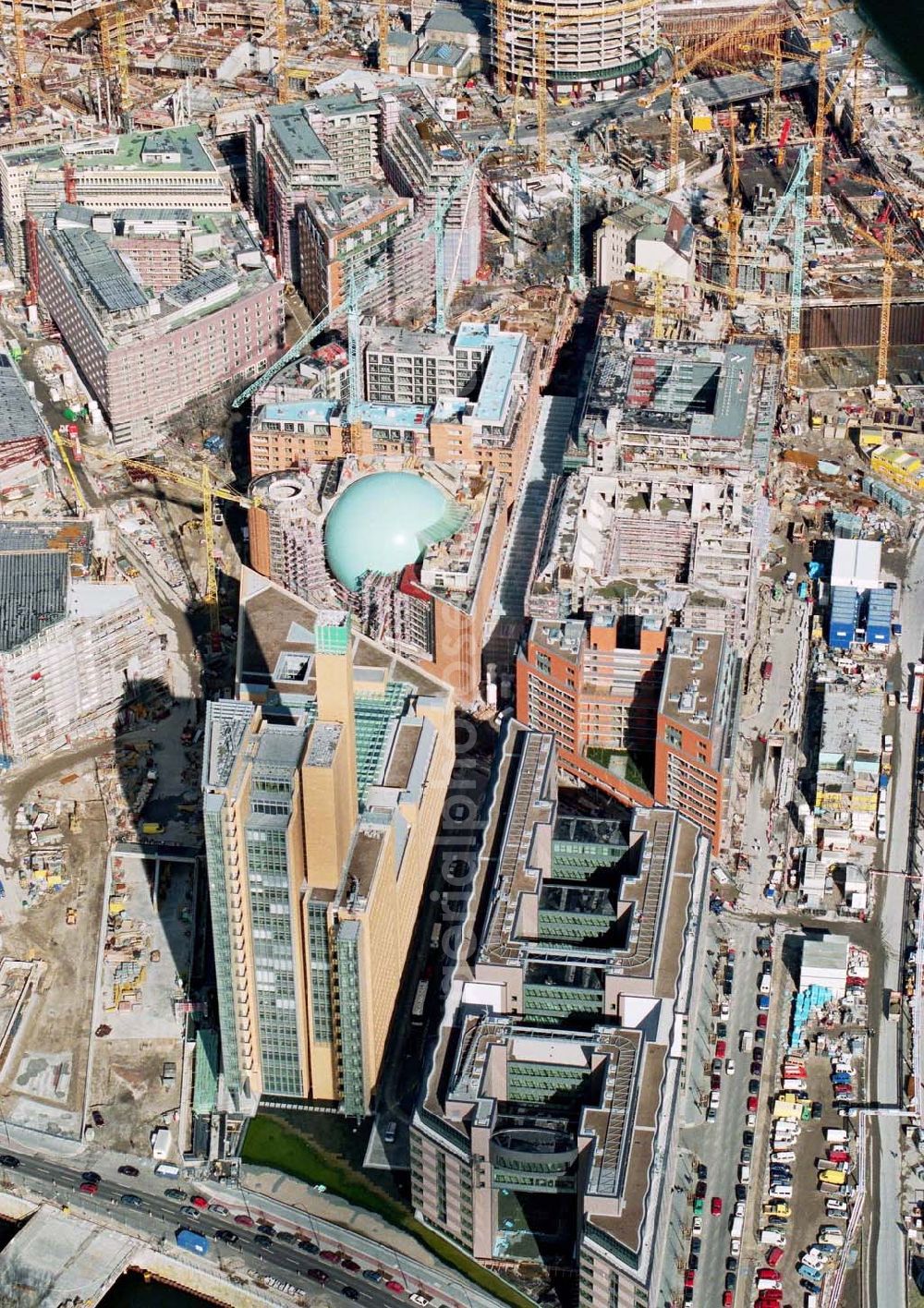 Aerial photograph Berlin-Tiergarten - Baustellen am Potsdamer Platz.