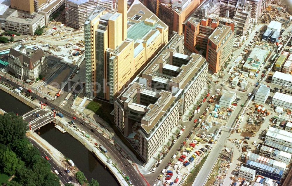 Berlin - Tiergarten from the bird's eye view: Baustellen am Potsdamer Platz.