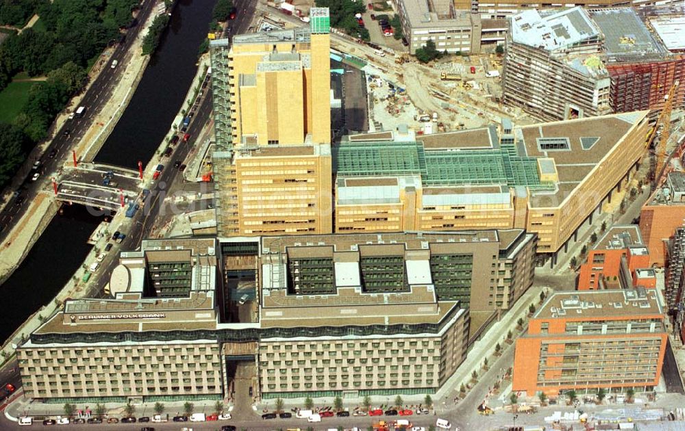 Berlin - Tiergarten from the bird's eye view: Baustellen am Potsdamer Platz.