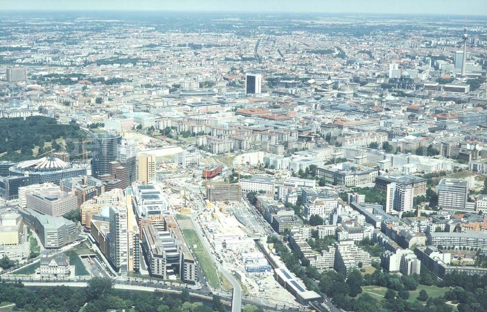 Berlin - Tiergarten from above - Baustellen am Potsdamer Platz in Berlin-Tiergarten.