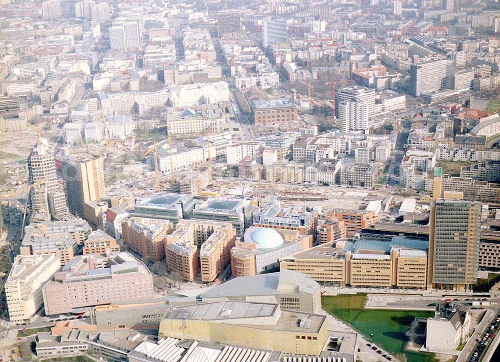 Berlin-Tiergarten from the bird's eye view: Baustellen am Potsdamer Platz im Berliner Tiergarten.