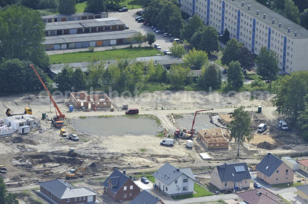 Aerial image Bernau - Look at the construction site of the subdued colony at the Sachteleben street in Bernau