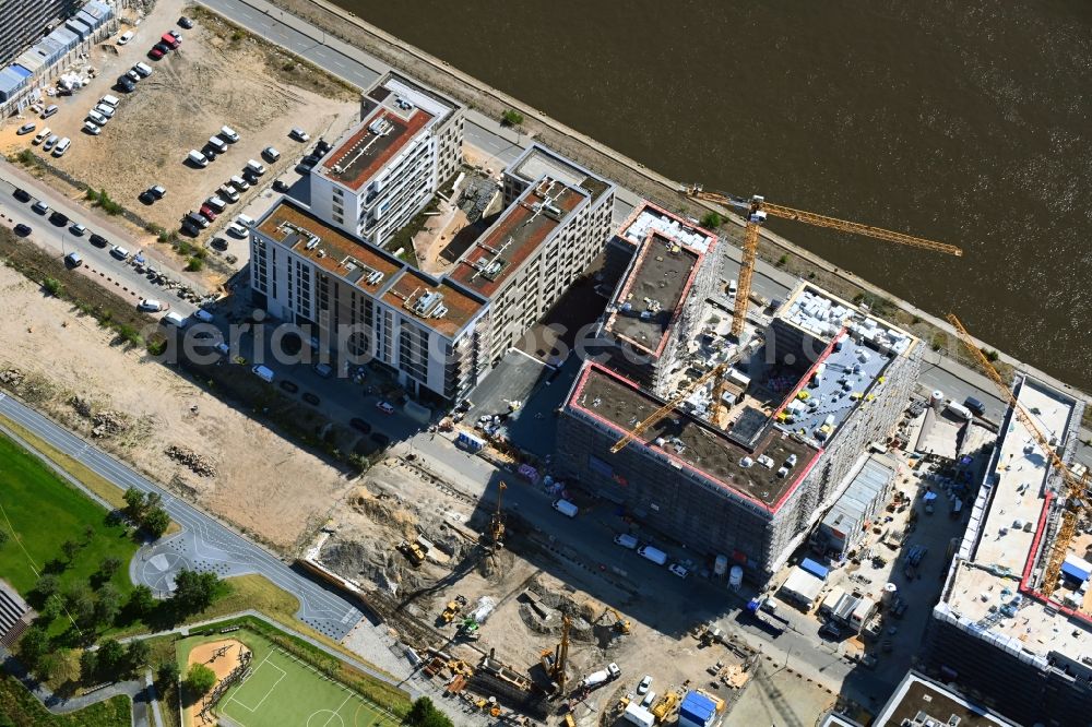 Hamburg from above - Construction sites for residential and commercial buildings in the Baakenhafen along the Baakenallee in HafenCity in Hamburg, Germany