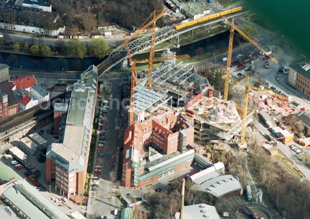 Aerial photograph Berlin-Kreuzberg - Baustellen zum Erweiterungsbau des Verkehrsmuseums.