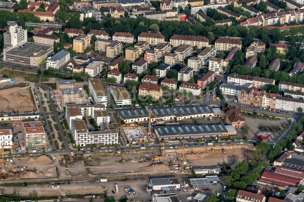 Aerial photograph Freiburg im Breisgau - Construction site for City Quarters Building alter Gueterbahnhof in Freiburg im Breisgau in the state Baden-Wurttemberg, Germany