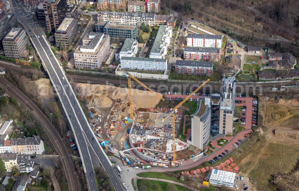 Aerial image Düsseldorf - Construction site for City Quarters Building Arcadiaparc on Arcadiastrasse in the district Rath in Duesseldorf in the state North Rhine-Westphalia, Germany