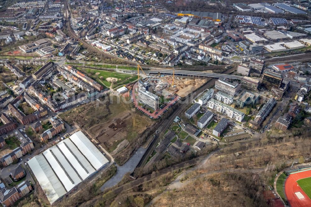 Aerial photograph Düsseldorf - Construction site for City Quarters Building Arcadiaparc on Arcadiastrasse in the district Rath in Duesseldorf in the state North Rhine-Westphalia, Germany