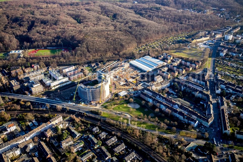 Aerial photograph Düsseldorf - Construction site for City Quarters Building Arcadiaparc on Arcadiastrasse in the district Rath in Duesseldorf in the state North Rhine-Westphalia, Germany