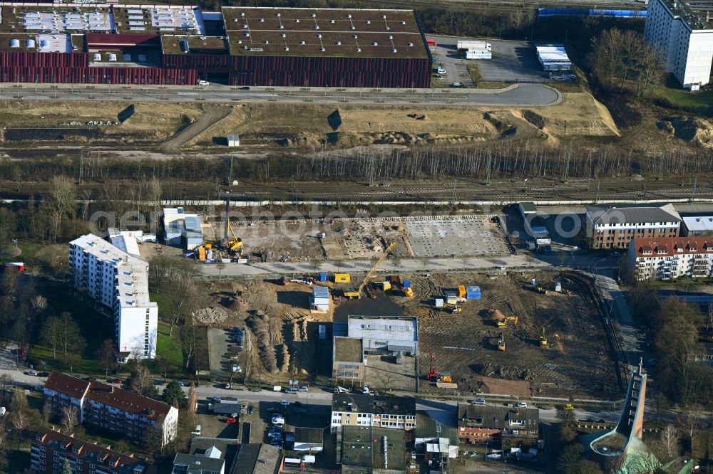 Aerial photograph Hamburg - Construction site for City Quarters Building on Billhorner Kanalstrasse in the district Rothenburgsort in Hamburg, Germany