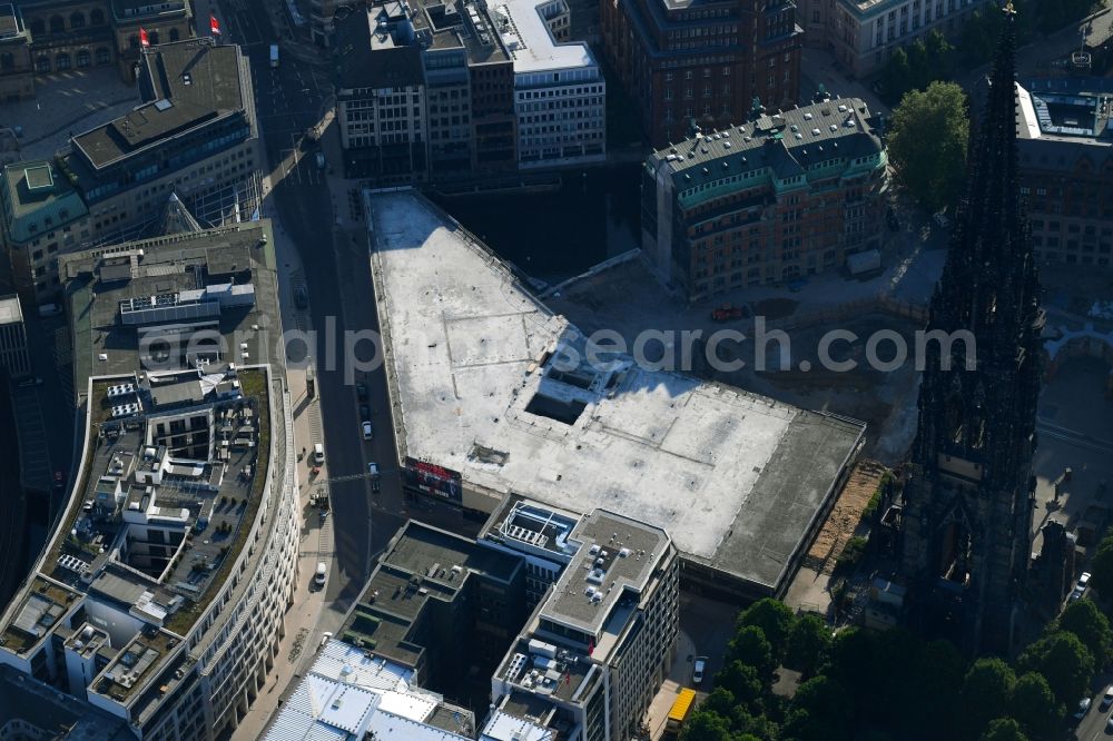 Hamburg from above - Construction site for City Quarters Building Burstah Ensemble on Grosser Burstah in Hamburg, Germany