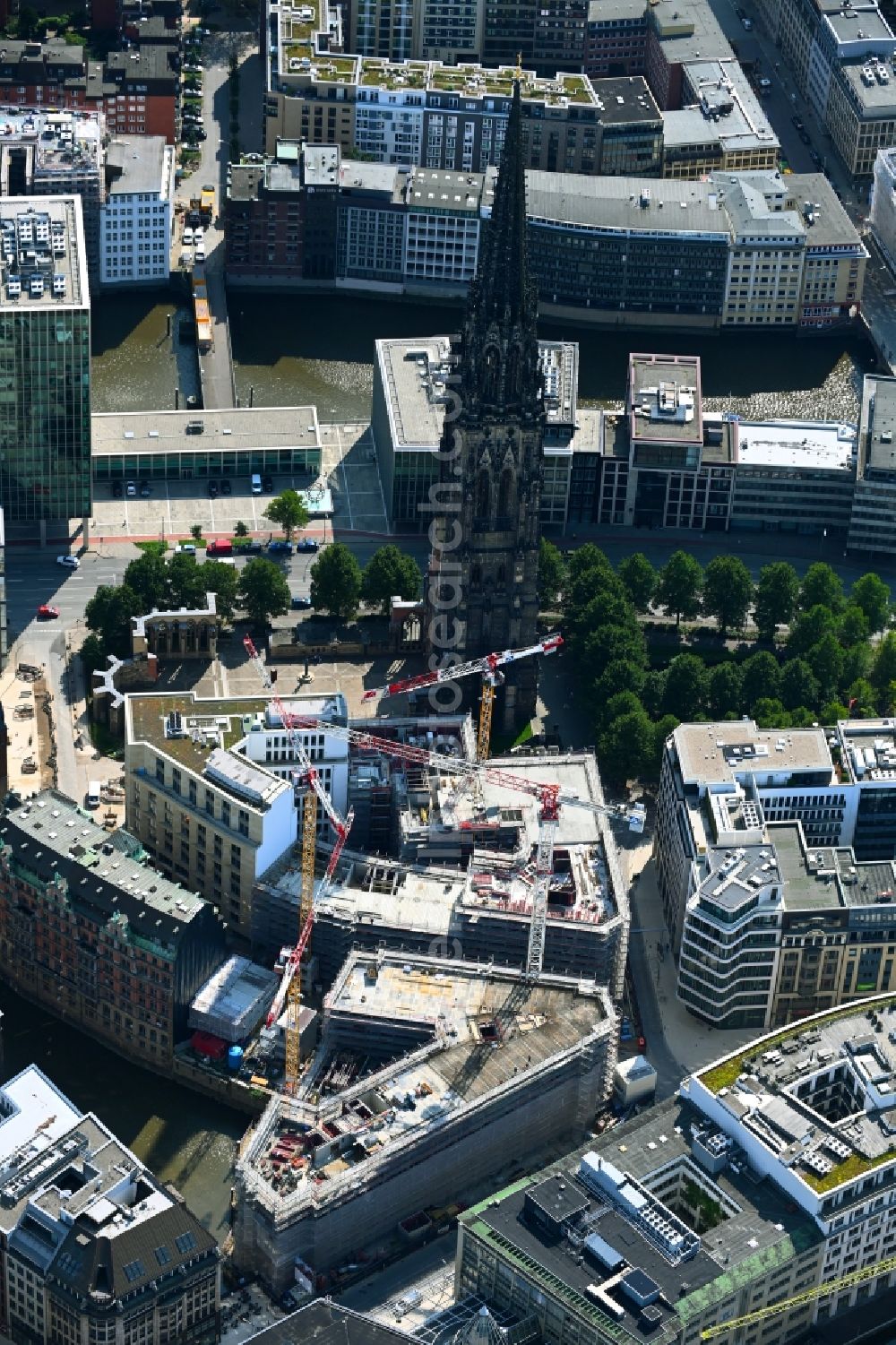 Hamburg from above - Construction site for City Quarters Building BURSTAH on Grosser Burstah in Hamburg, Germany