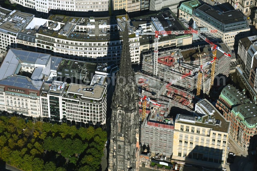 Hamburg from above - Construction site for City Quarters Building BURSTAH on Grosser Burstah in Hamburg, Germany