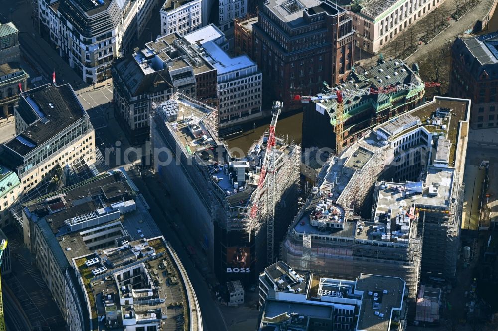 Aerial image Hamburg - Construction site for City Quarters Building BURSTAH on Grosser Burstah in Hamburg, Germany