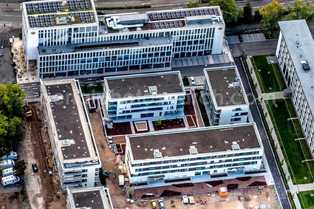 Offenburg from the bird's eye view: Construction site for City Quarters Building on Kronenplatz in Offenburg in the state Baden-Wurttemberg, Germany