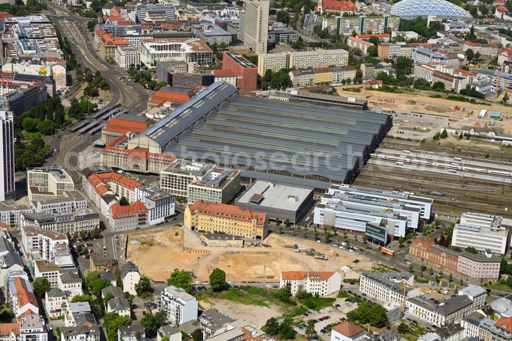 Aerial image Leipzig - Construction site for City Quarters Building Krystallpalast-Areal on street Hofmeisterstrasse in Leipzig in the state Saxony, Germany