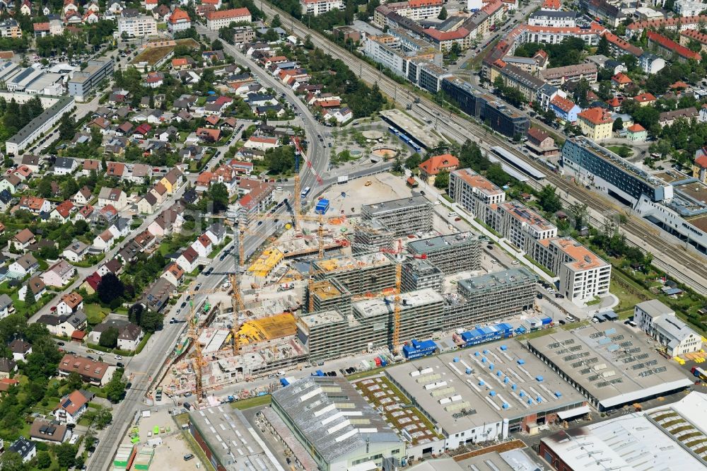 München from above - Construction site for City Quarters Building Meiller Gaerten of Rathgeber AG on Untermenzinger Strasse in Munich in the state Bavaria, Germany