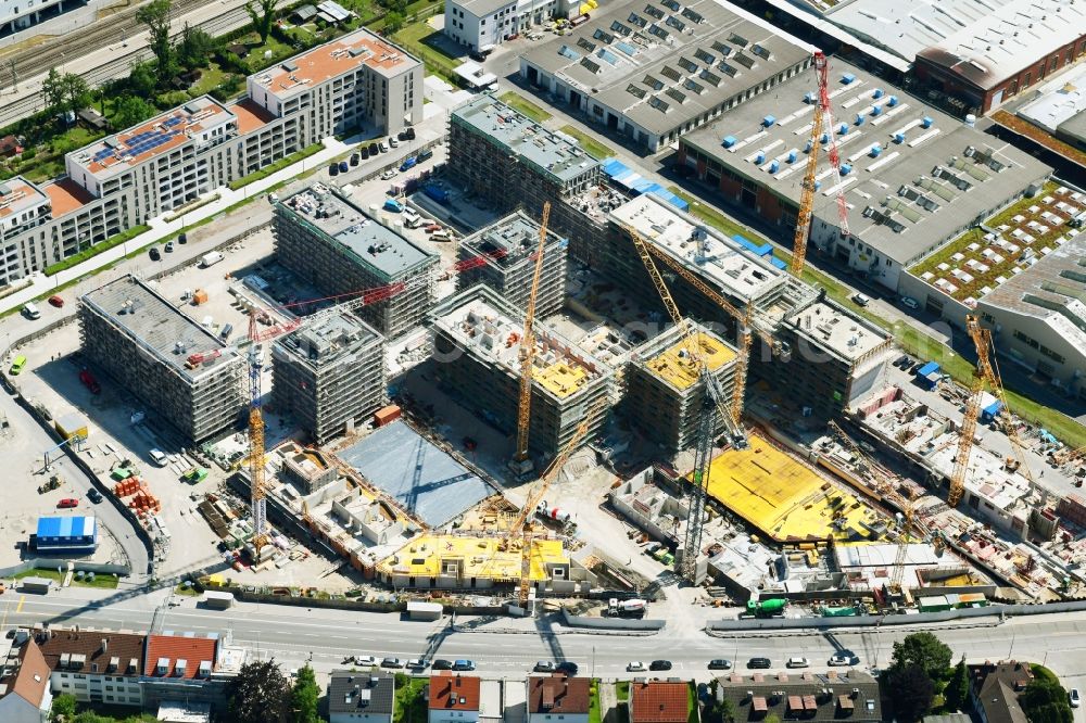 Aerial photograph München - Construction site for City Quarters Building Meiller Gaerten of Rathgeber AG on Untermenzinger Strasse in Munich in the state Bavaria, Germany