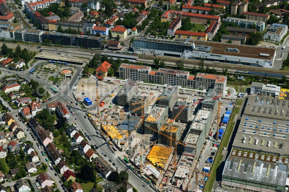 München from above - Construction site for City Quarters Building Meiller Gaerten of Rathgeber AG on Untermenzinger Strasse in Munich in the state Bavaria, Germany