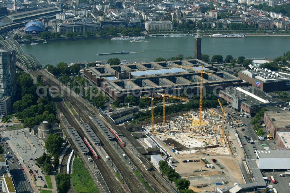 Aerial photograph Köln - Construction site for City Quarters Building MesseCity Koeln of ECE and STRABAG Real Estate in Cologne in the state North Rhine-Westphalia, Germany