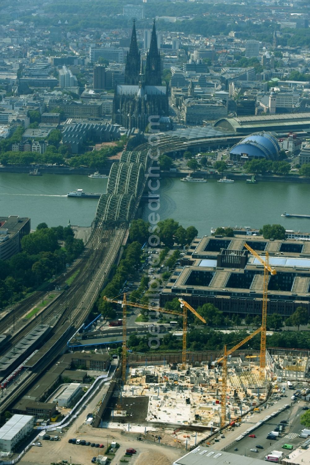 Köln from above - Construction site for City Quarters Building MesseCity Koeln of ECE and STRABAG Real Estate in Cologne in the state North Rhine-Westphalia, Germany