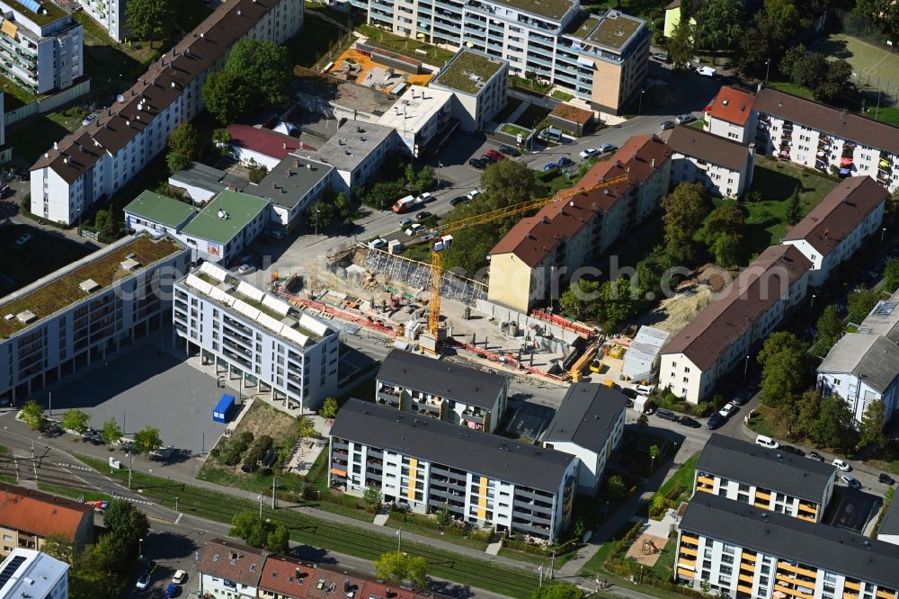 Stuttgart from the bird's eye view: Construction site for City Quarters Building on Murrhardter Strasse in Stuttgart in the state Baden-Wuerttemberg, Germany