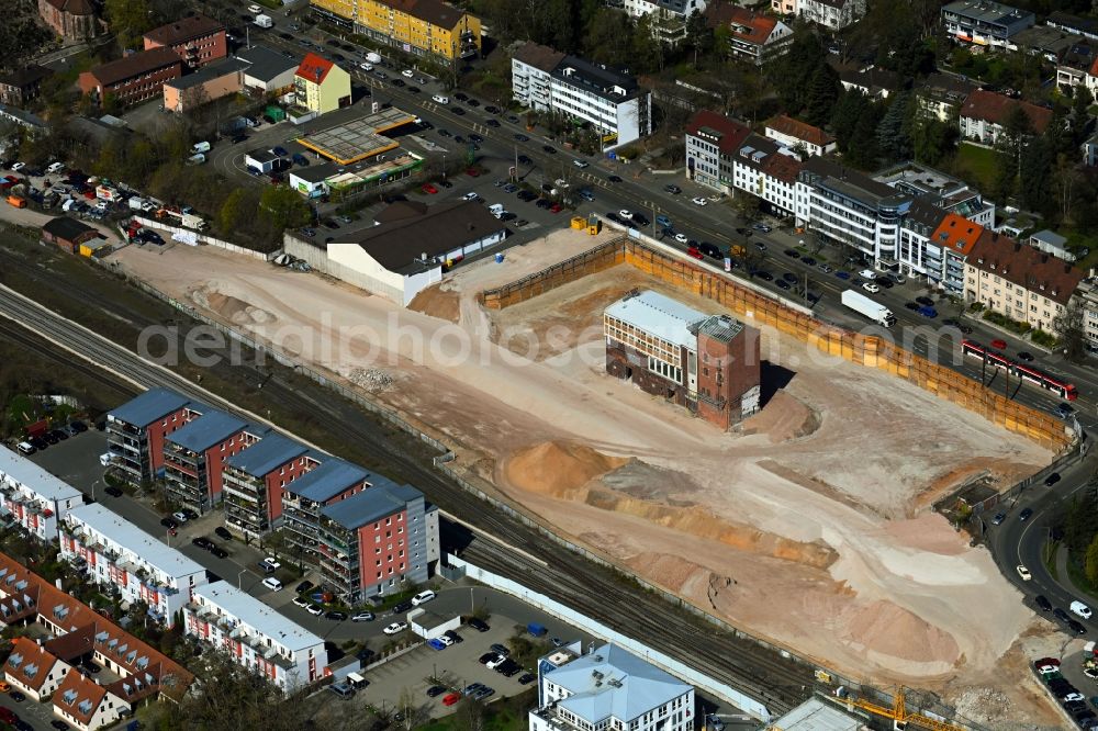 Aerial image Nürnberg - Construction site for city quarters building on the premises of the former Bundesmonopolverwaltung fuer Branntwein - Branntweinareal Aeussere Sulzbacher Strasse in the district Sankt Jobst in Nuremberg in the state Bavaria, Germany