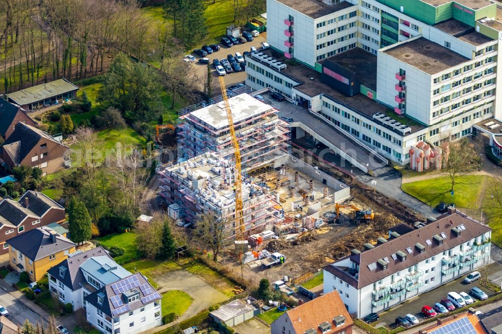 Aerial image Hamm - Construction site for City Quarters Building Park-Quartier Hoevel next to the St. Josef-Krankenhaus on Hohenhoeveler Strasse in the district Bockum-Hoevel in Hamm in the state North Rhine-Westphalia, Germany