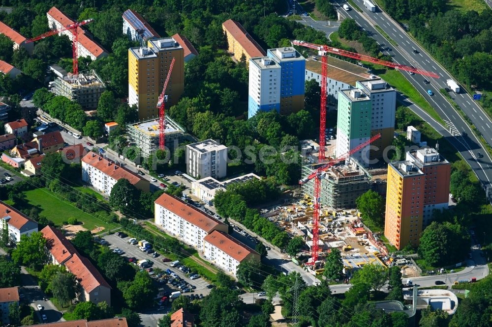 Erlangen from above - Construction site for City Quarters Building Quartier Isarring on the Isar road in Erlangen in the state Bavaria, Germany