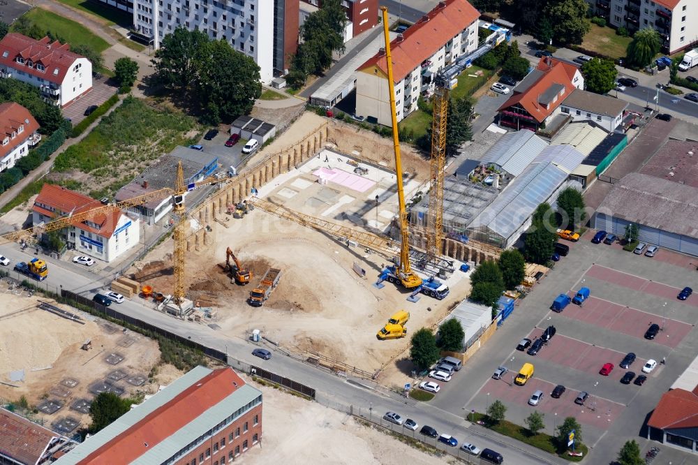 Aerial photograph Göttingen - Construction site for City Quarters Building Sartoriusquartier in Goettingen in the state Lower Saxony, Germany