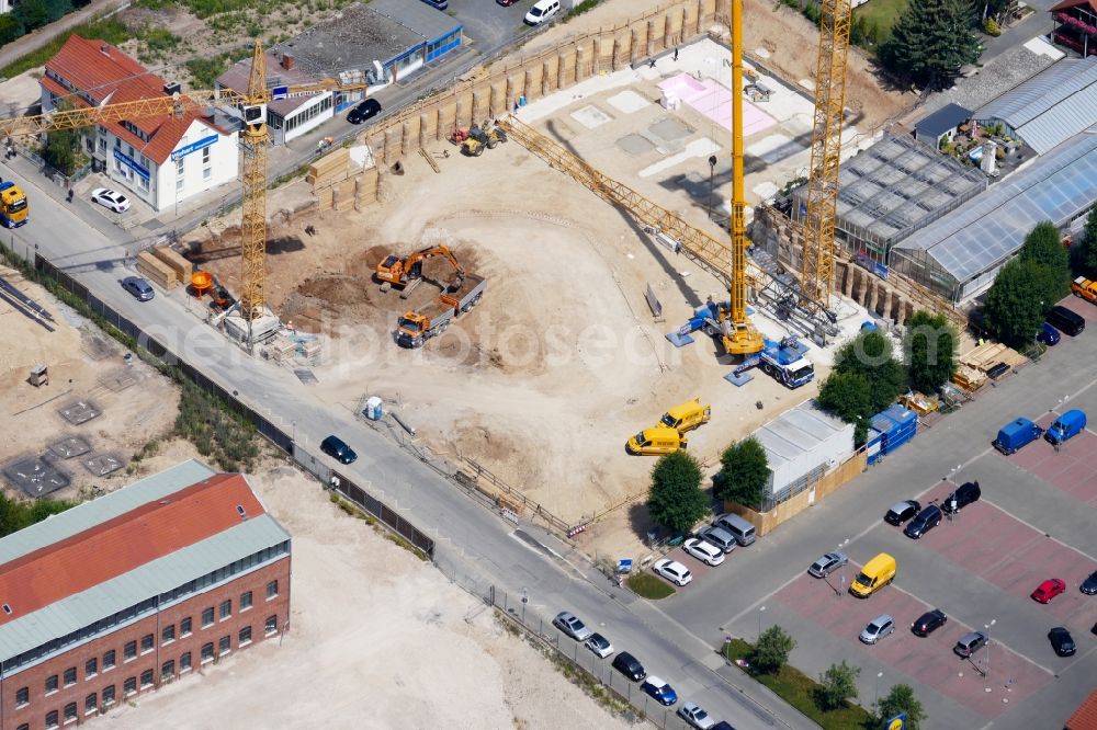 Göttingen from above - Construction site for City Quarters Building Sartoriusquartier in Goettingen in the state Lower Saxony, Germany