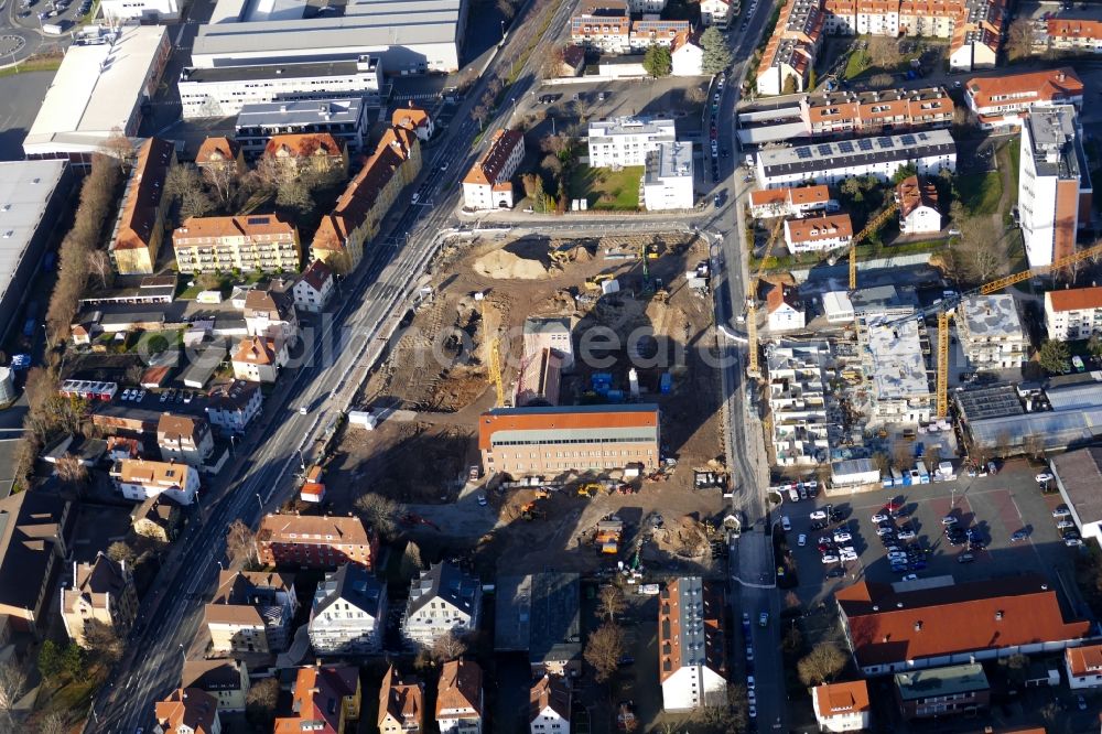 Göttingen from above - Construction site for City Quarters Building Sartoriusquartier in Goettingen in the state Lower Saxony, Germany