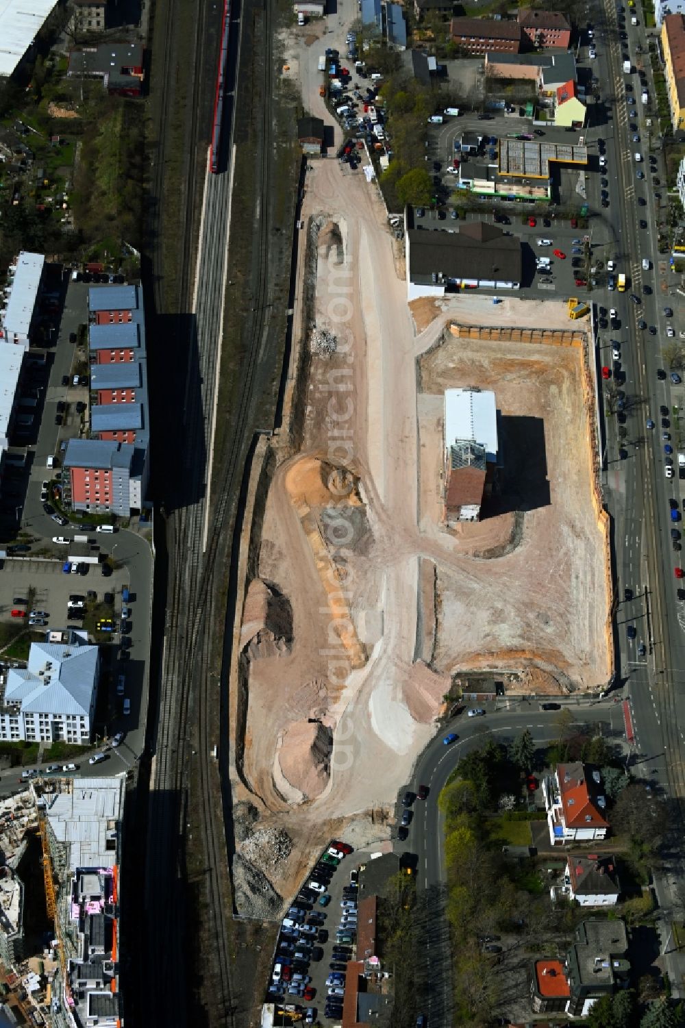 Aerial photograph Nürnberg - Construction site for city quarters building on the premises of the former Bundesmonopolverwaltung fuer Branntwein - Branntweinareal Aeussere Sulzbacher Strasse in the district Sankt Jobst in Nuremberg in the state Bavaria, Germany