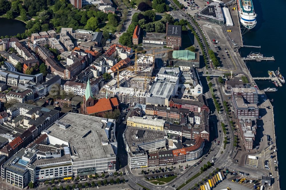 Kiel from the bird's eye view: Construction site for City Quarters Building in Zentrum in Kiel in the state Schleswig-Holstein, Germany