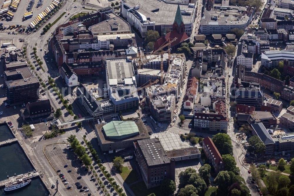 Kiel from the bird's eye view: Construction site for City Quarters Building in Zentrum in Kiel in the state Schleswig-Holstein, Germany