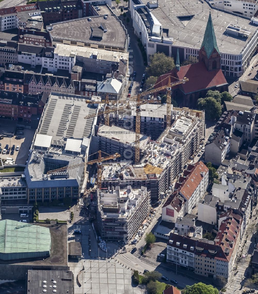 Aerial photograph Kiel - Construction site for City Quarters Building in Zentrum in Kiel in the state Schleswig-Holstein, Germany