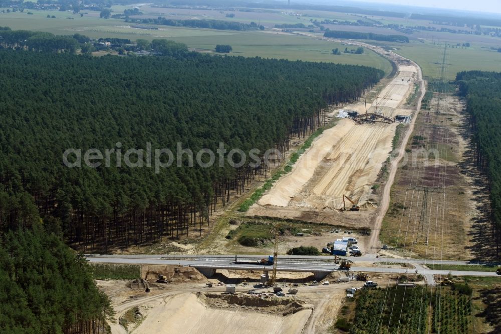 Kremmin from the bird's eye view: Construction of road bridge over the subgrade of the A14 in Kremmin in the state Mecklenburg - Western Pomerania