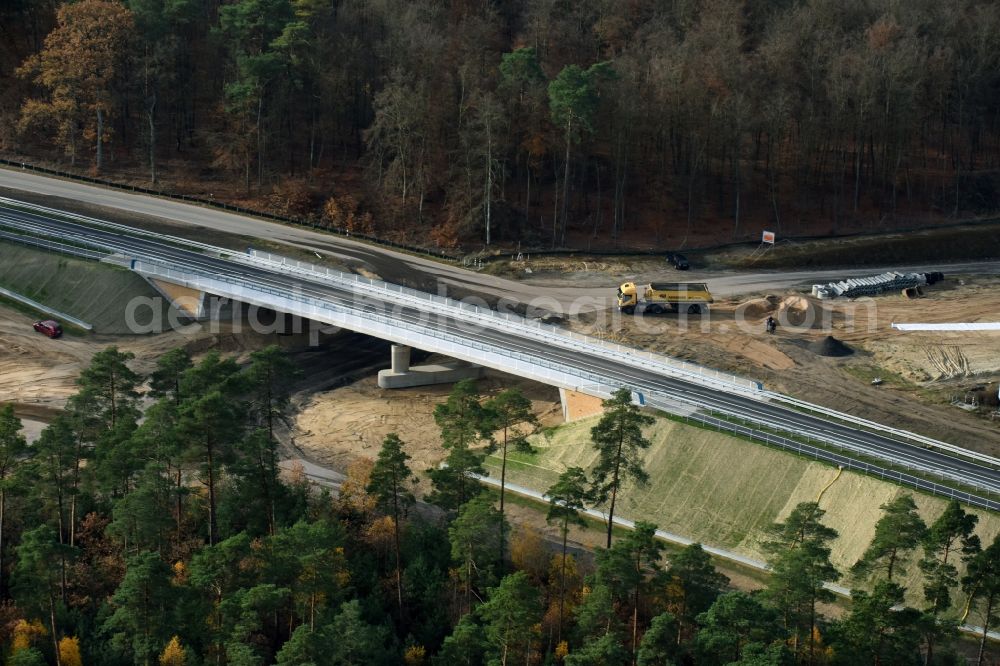 Kremmin from above - Construction of road bridge over the subgrade of the A14 in Kremmin in the state Mecklenburg - Western Pomerania