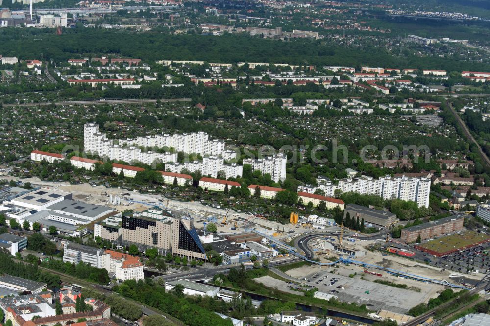 Aerial photograph Berlin - Civil engineering construction sites for construction of the extension of the urban motorway - Autobahn Autobahn A100 in Berlin Neukoelln