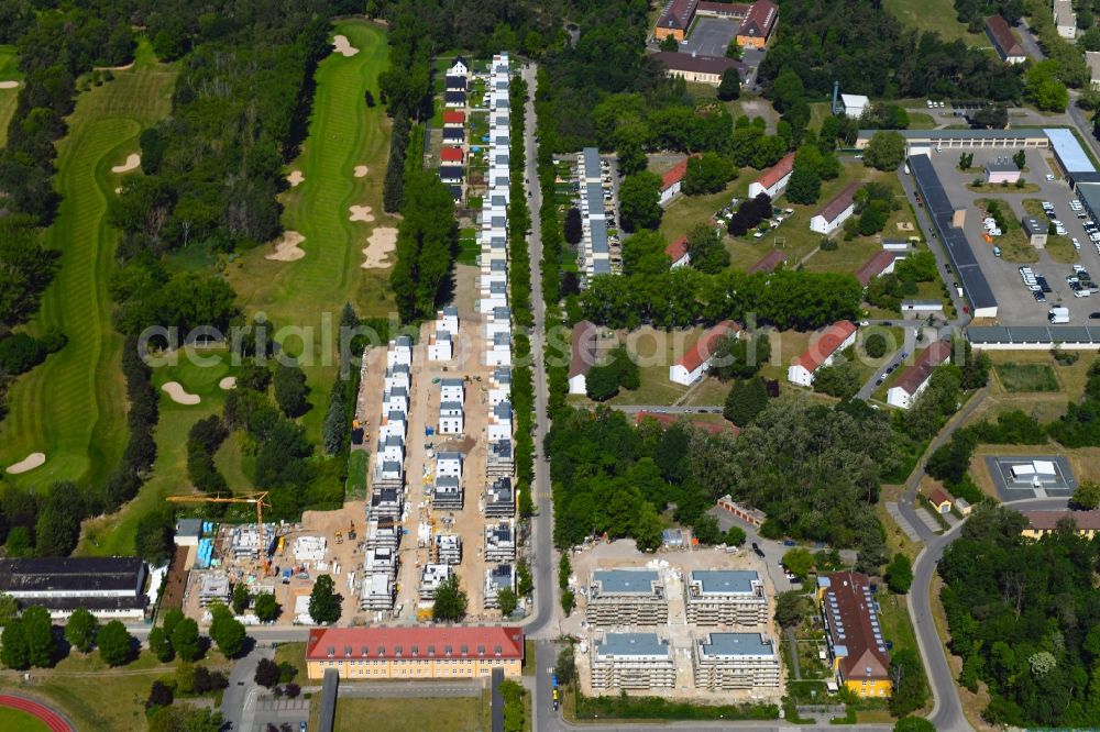 Aerial photograph Berlin - Construction sites for new construction residential area of detached housing estate Amberbaumallee - Moorbirkenweg in the district Kladow in Berlin, Germany