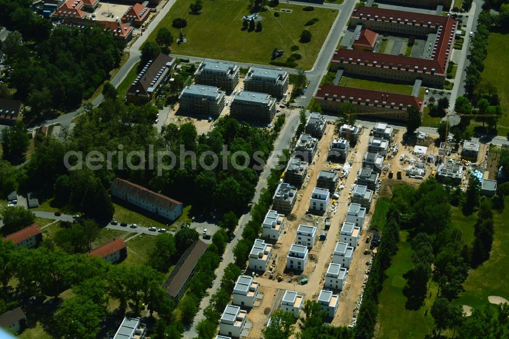 Aerial image Berlin - Construction sites for new construction residential area of detached housing estate Amberbaumallee - Moorbirkenweg in the district Kladow in Berlin, Germany