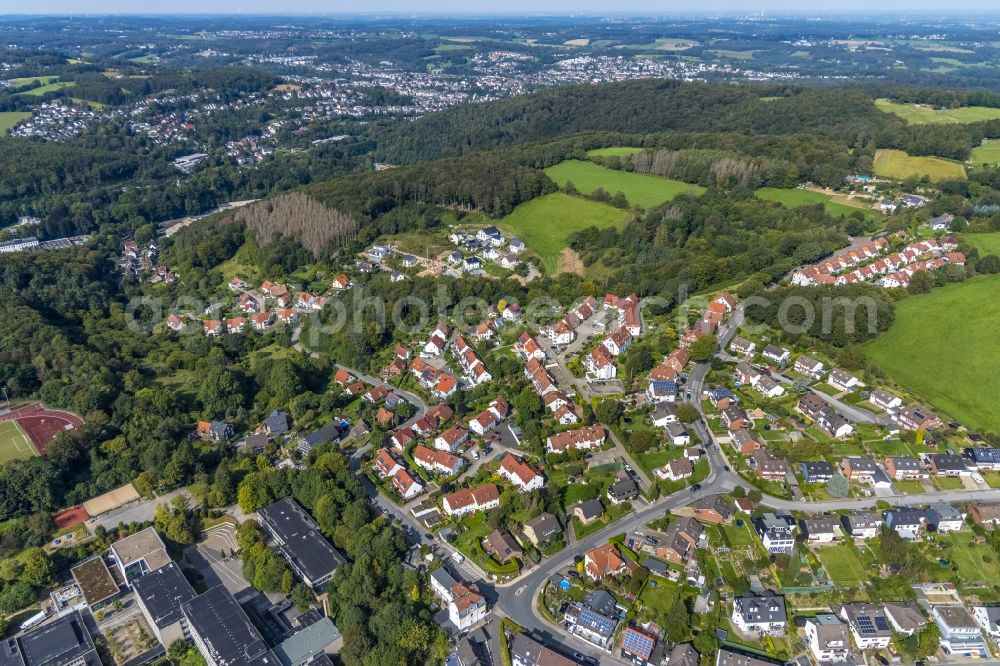 Ennepetal from the bird's eye view: Construction sites for new construction residential area of detached housing estate on Asternweg in Ennepetal in the state North Rhine-Westphalia, Germany