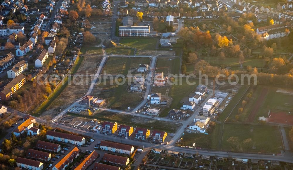 Hamm from above - Construction sites for new construction residential area of detached housing estate on Beisenkonp in Hamm in the state North Rhine-Westphalia, Germany