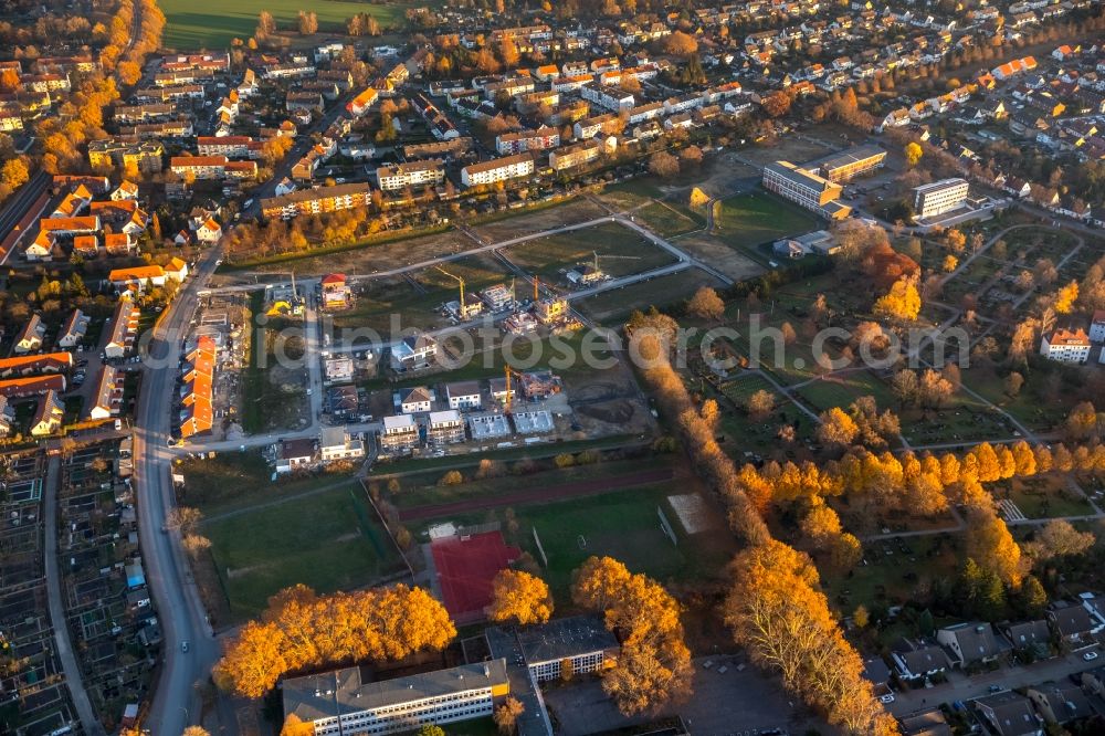 Hamm from the bird's eye view: Construction sites for new construction residential area of detached housing estate on Beisenkonp in Hamm in the state North Rhine-Westphalia, Germany