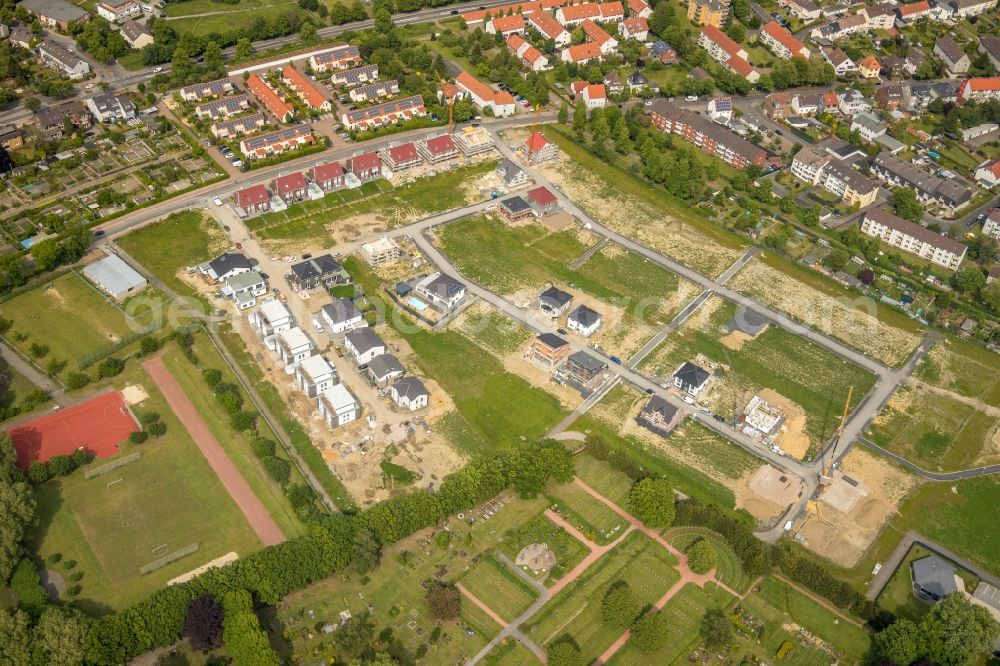 Hamm from above - Construction sites for new construction residential area of detached housing estate on Beisenkonp in Hamm in the state North Rhine-Westphalia, Germany