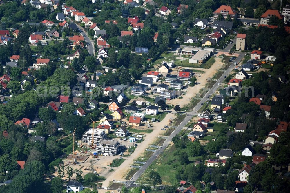 Aerial image Berlin - Construction sites for new detached houses at Pfarrhufenanger in the district Mahlsdorf Berlin