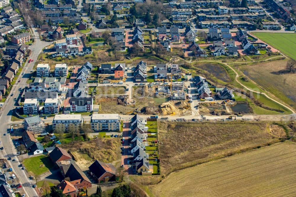 Bottrop from above - Construction sites for new construction residential, Schultenkamp, a single-family settlement on Kirchhellener ring and Hack Furth Road in Bottrop in North Rhine-Westphalia