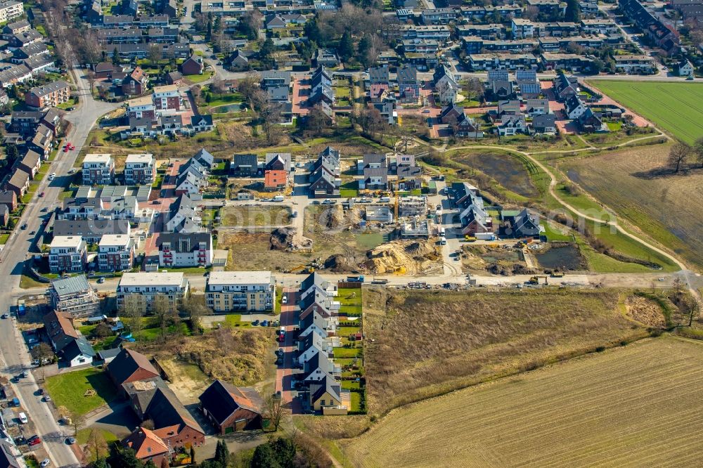 Bottrop from the bird's eye view: Construction sites for new construction residential, Schultenkamp, a single-family settlement on Kirchhellener ring and Hack Furth Road in Bottrop in North Rhine-Westphalia