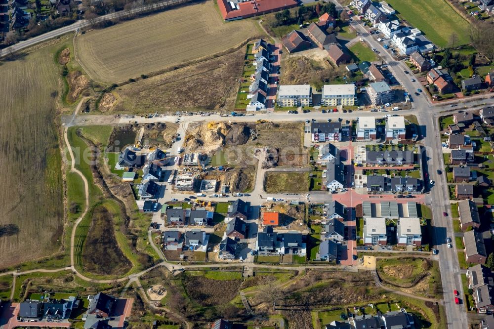 Bottrop from above - Construction sites for new construction residential, Schultenkamp, a single-family settlement on Kirchhellener ring and Hack Furth Road in Bottrop in North Rhine-Westphalia